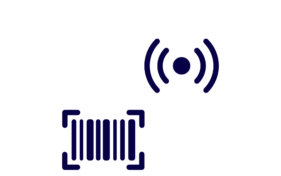 indentification of users and devices via RFID or barcode